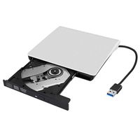 Externes CD DVD Laufwerk,USB 3.0 Tragbares CD DVD +/-RW Laufwerk Slim CD DVD ROM Rewriter Brenner CD DVD Player(Weiß）