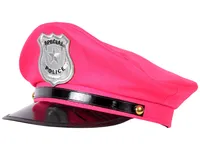 Buntes Polizeimützen-Set für Erwachsene und Kinder: Vielfalt in Blau, Schwarz und Pink, Menge wählen:1 Stück, Motiv wählen:pink