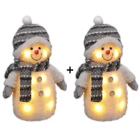 2er Set Deko Schneemann LED Weihnachtsdeko Figur