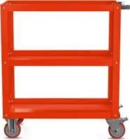 Werkzeugwagen Werkstattwagen Rollwagen Lagerwagen Etagenwagen Handgriff Pulverbeschichtung flexibel offen  81,6 x 70  x 40 cm (H x B x T), Farbe: Rot