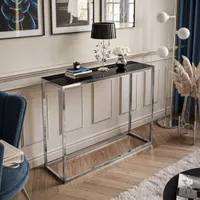 Konsole 100 cm MODERN GLASS CHROM, Chrom / Schwarzes Glass