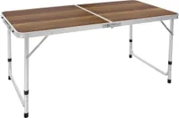 ECD Germany Campingtisch Klapptisch mit Tragegriff, 120x60x55/63/70 cm, Braun, aus Aluminium und MDF, höhenverstellbar, klappbar