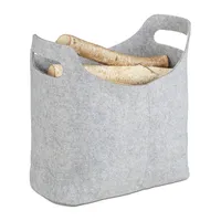 relaxdays Kaminholztasche 20,0 l hellgrau 40,0 x 23,0 x 39,5 cm