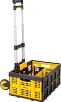 Stanley Faltbarer Sackkare und Klappkiste FT501/FT505 - Transportkarre 70KG - Klappkiste 25KG - Einkaufen, Handhabung und Umzug - Schwarz/Gelb