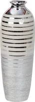 Moderne Dekovase Blumenvase Tischvase Vase aus Keramik silber Höhe 31 cm