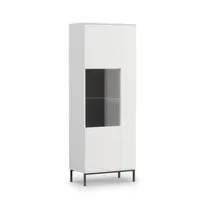 AX LIVING Vitrinenschrank Glas „Queba QT07“ – 70cm Breite, Modern Weiß