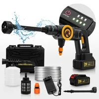 Akumulátorový vysokotlaký čistič 21V 4,0Ah, 2000W bezkartáčový motor 160 bar tryska 6 v 1, 3stupňová regulace tlaku, včetně 2 baterií a příslušenství