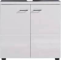 trendteam Bad Waschbeckenunterschrank Nightlife Weiß Nachbildung/Weiß Hochglanz Tiefzieh 65 x 63 x 35 cm
