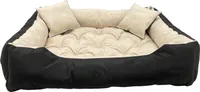 Tierbett Hunde- und Katzenbett mit Kissen Schwarz/Beige Größe XS