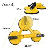 YARDIN zestaw 4 przyssawek do szkła z przyssawką o udźwigu 120 kg, mocna przyssawka do płytek z ergonomicznym i stabilnym uchwytem do podnoszenia płytek