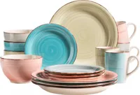 Mäser 931604 Kombiservice Lumaca für 4 Personen, Steingut, blau/grün/türkis (1 Set, 16-teilig)