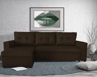NAWSTOL - Ecksofa CEZAR mit Schlaffunktion - 2 Bettkästen - Braun