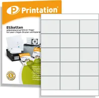 Printation Universal Disketten o. Buch Etiketten 70 x 50,8 mm selbstklebend blanko weiß - 1500 Stk 70x50,8 auf 100 A4 Bogen 3x5 bedruckbar - 3669 4278