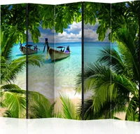 Neuheit! Dekorativer Paravent Raumteiler Trennwand Foto-Paravent Spanische Wand XXL Natur Landschaft Palmen 225x172 cm c-C-0088-z-c