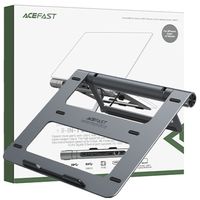 Acefast HUB multifunktionaler Laptopständer USB Typ C – 2x USB 3.2 Gen 1 (3.0, 3.1 Gen 1) / TF, SD / HDMI 4K@60Hz / RJ45 1Gbps / PD 3.0 100W (20V/5A) grau (E5 Plus space grey)