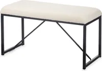 Bank Weiß Metall Stoff 81 x 42 x 38 cm