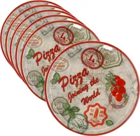 6er Set Pizzateller Rom rot Ø 33 cm Servier-Platte XL-Teller Porzellan