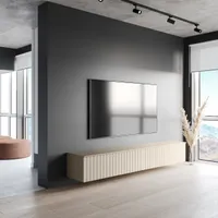 TV Schrank Schwarz 200 cm mit Golden Beine LED Ales - Wena Moebel