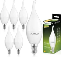 LUMILED BA35 E14 LED Lampe 6 Stück Set 5W ersetzt 40W 470 lm Kerze Milch 3000K Warmweiß LEDs Lampen 180° Windstoß