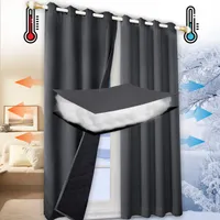 Blickdicht Gardine Vorhnge Wrmeisolierend Klteschutz Vorhang Haustr Verdunklungsvorhang senvorhang Raumteiler Thermo Trvorhang, B132 x H160cm, Grau, 1 Stck