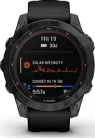 Garmin Fenix 7 Sapphire Solar Titan Schwarz Silikonarmband Schwarz