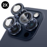 iPhone 15 Pro / 15 Pro Max Kamera-Objektiv-Schutzfolie - Titan Blau - Einfache Installation - 2 Stück - Kamera-Schutzfolie iPhone 15 Pro
