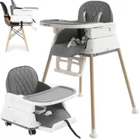 Bemi Kinder Hochstuhl Baby Futterstuhl 6In1 Mit Tablett Und Rädern 5 Punkt Gurte Grau