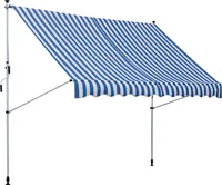 Outsunny Markise Klemmmarkise Faltarm Handkurbel Balkon 3x1,5m Alu Blau