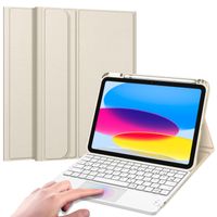 Fintie Tastatur Hülle für iPad 10. Generation 2022, iPad 10 Generation Hülle mit magnetisch Abnehmbarer Deutscher Tastatur und Touchpad Keyboard mit QWERTZ Layout, Champagner