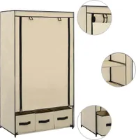 vidaXL Kleiderschrank Creme 87 x 49 x 159 cm Stoff