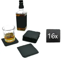 Schiefer Glasuntersetzer Set Untersetzer Tischuntersetzer Tassenuntersetzer grau 16er Set