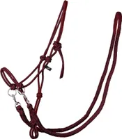 Knotenhalfter mit Zügel  Halfter Reithalfter Arbeitshalfter QHP 8 Farben und 4 Größen Größe - Pony Farbe - bordeaux