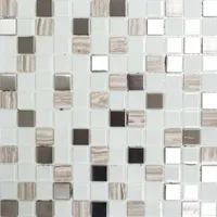 Mosani MOS200-4CM32, Mosaik, Glas, Metall, Weiß, Indoor, Rechteck, 300 mm