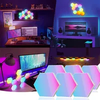 LED Sechseck Gaming Wandleuchte 6pcs Hexagon RGB IC Panel Wall Light Deko Wandbeleuchtung Musik Sync Lampe für Zimmer Gamer Room Geschenke Deko