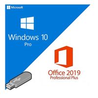 Windows 10 Professional + Microsoft Office 2019 Professional Plus - Originale Lizenzen inkl Badge Art® USB-Sticks als Bundle-Angebot