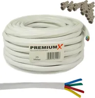 PremiumX 25m Basic Quattro Quad Koaxial SAT Kabel 90dB 2-Fach geschirmt Antennenkabel 4in1 Koaxialkabel Weiß inkl. 16x F-Stecker (1,16€/M)