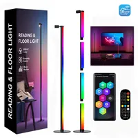 Stehlampen, LED dimmbar Stehlampe, Bluetooth RGB Leselampe, Stehleuchte, mit Fernbedienung, Ecklampe, APP-Steuerung, Schwarz, 16 ∗ 142,5 cm