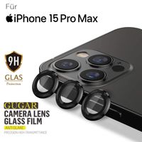 Für iPhone 15 Pro Max (6.7") - Hinten Kamera Schutzglas Schwarz Rahmen Panzerglas Linsenschutz Objektivglas Aluminium Linse mit Schutzglas