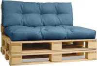 Vankúš na paletu pre europaletu - operadlo 40x120 cm, sedák 80x120 cm modrý - z hrubej čalúnnickej látky, s mäkkou výplňou - vonkajší vankúš