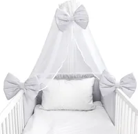 Amilian Baby Bettwäsche 7tlg Set: Nestchen, Kinderbettwäsche 100x135, Betthimmel, Kinder Bettwäsche Babybettwäsche für Baby (Chiffonhimmel)
