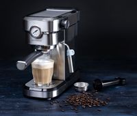 GASTRONOMA 18110001 Espressomaschine Baristo. Siebträgermaschine mit 15 Bar Druck und Milchaufschäumer