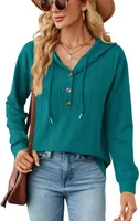 ASKSA Damen Kapuzenpullover Langarm Casual Einfarbig Hoodie Pullover Sweatshirt Oberteil mit Reissverschluss, Malachitgruen, XL
