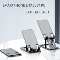 MONTOLA Tischhalterung für Tablet PC und Handy / sehr dünn und leicht / Smartphone faltbar Handyständer Tisch Halter Handy verstellbar aus Metall Farbe Grau