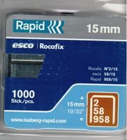 Rapid 15mm Klammer für Eso, Rocafix Typ 2/58/958, 1000 Stück  Nr.: 40108125