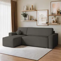 Masseno Ecksofa RAVELO P mit Schlaffunktion L-Form, Sofa mit Bettkasten, Wohnzimmersofa, Couch, Soffa, Bettsofa, Couchgarnitur- Graphitfarben, POSO 34
