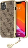 Guess 4G Charms Apple iPhone 13 Hard Case Cover Schutzhülle Kette Anhänger Braun / Gold