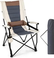 GOPLUS Faltbarer Gartenstuhl mit Tragetasche, Campingstuhl mit gepolsterter Armlehne & Lendenkissen, Stabiler Klappstuhl mit Metallrahmen & rutschfeste Füße