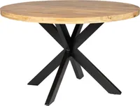 Zita Home Esstisch 120cm rund echtes Massivholz mit Metallgestell