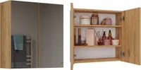 Badezimmer-Oberschrank mit zwei Türen und Spiegel MARGO – Artisan-Eiche