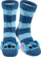 Disney Lilo & Stitch Hüttensocken - Strick Haussocken mit Ohren und Sherpa Futter für Damen Kuschelsocken Flauschige Wintersocken warme Frauen Socken OneSize Blau, Größe:38-43